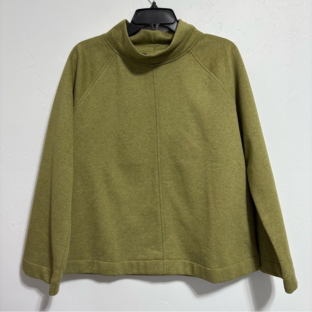 J.Jill Seamed Fleece Mock Neck Top Sweater Pull On NWT Women's Small Organic